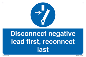 ME16553: Disconnect negative lead first, reconnect last