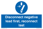 ME16553: Disconnect negative lead first, reconnect last
