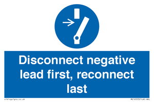 ME16553: Disconnect negative lead first, reconnect last