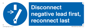 ME16553: Disconnect negative lead first, reconnect last