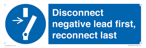ME16553: Disconnect negative lead first, reconnect last