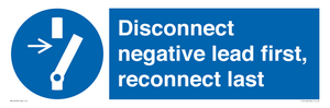 ME16553: Disconnect negative lead first, reconnect last