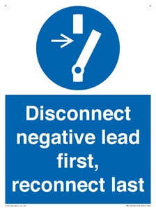 ME16553: Disconnect negative lead first, reconnect last
