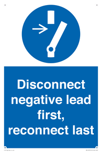 ME16553: Disconnect negative lead first, reconnect last