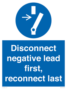 ME16553: Disconnect negative lead first, reconnect last