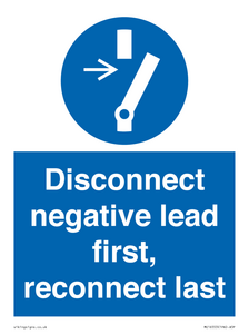 ME16553: Disconnect negative lead first, reconnect last
