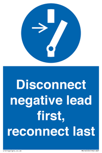 ME16553: Disconnect negative lead first, reconnect last