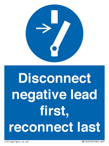 ME16553: Disconnect negative lead first, reconnect last