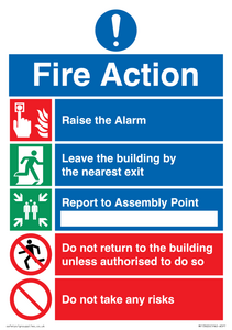 Sign To Report Fire Risks MF13920: Fire action Notice - Do not take any risks – Viking Signs