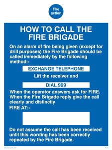 MF324: fire action how to call the fire brigade