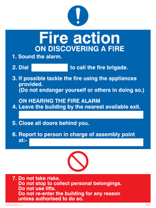 MF325: Fire action notice with lifts