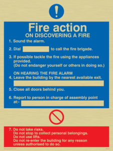 MF325: Fire action notice with lifts