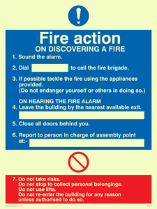 MF325: Fire action notice with lifts