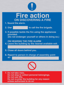 MF325: Fire action notice with lifts
