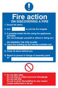 MF325: Fire action notice with lifts