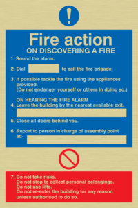 MF325: Fire action notice with lifts