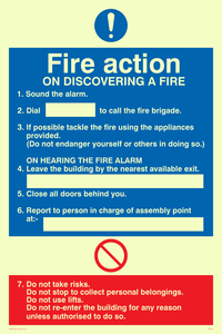 MF325: Fire action notice with lifts