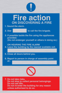 MF325: Fire action notice with lifts