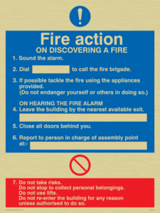 MF325: Fire action notice with lifts