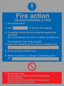 MF325: Fire action notice with lifts