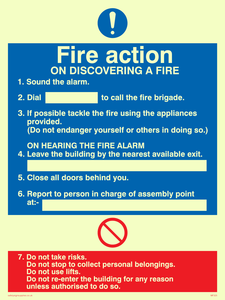 MF325: Fire action notice with lifts