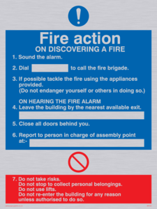 MF325: Fire action notice with lifts