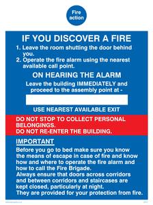 MF331: fire action if you discover a fire for hotel/guest house