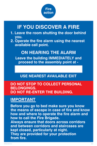 MF331: fire action if you discover a fire for hotel/guest house
