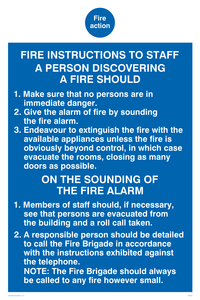 MF332: fire action fire instructions to staff