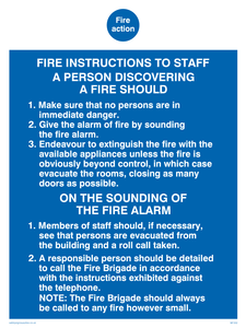 MF332: fire action fire instructions to staff