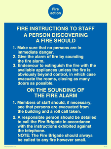 MF332: fire action fire instructions to staff