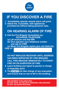 MF333: fire action if you discover a fire for hospitals