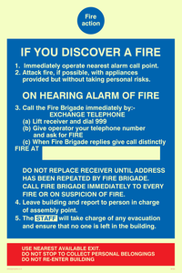 MF333: fire action if you discover a fire for hospitals