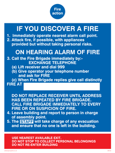 MF333: fire action if you discover a fire for hospitals