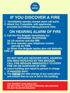 MF333: fire action if you discover a fire for hospitals