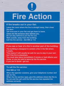 MF5748: Fire action notice Stay Put message