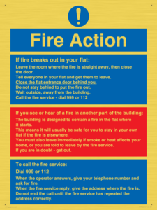MF5748: Fire action notice Stay Put message