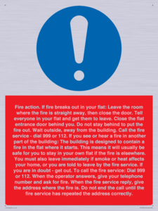 MF5748: Fire action notice Stay Put message