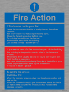 MF5748: Fire action notice Stay Put message