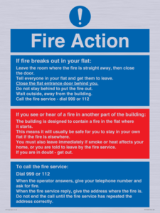 MF5748: Fire action notice Stay Put message