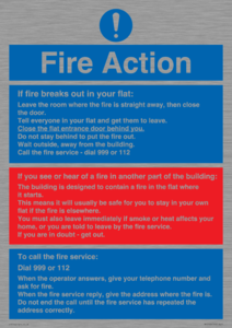 MF5748: Fire action notice Stay Put message