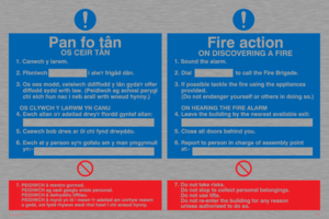 MF938: Fire Action sign - bi-lingual Welsh