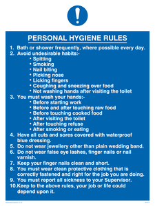 MH211: personal hygiene rules