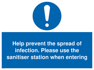 MH6003: Help prevent the spread of infection. Please use the sanitiser station when entering