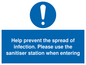 MH6003: Help prevent the spread of infection. Please use the sanitiser station when entering