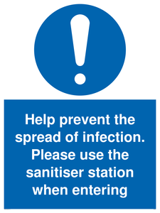 MH6003: Help prevent the spread of infection. Please use the sanitiser station when entering