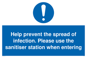 MH6003: Help prevent the spread of infection. Please use the sanitiser station when entering