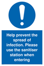 MH6003: Help prevent the spread of infection. Please use the sanitiser station when entering