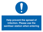 MH6003: Help prevent the spread of infection. Please use the sanitiser station when entering