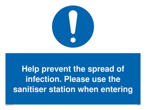 MH6003: Help prevent the spread of infection. Please use the sanitiser station when entering
